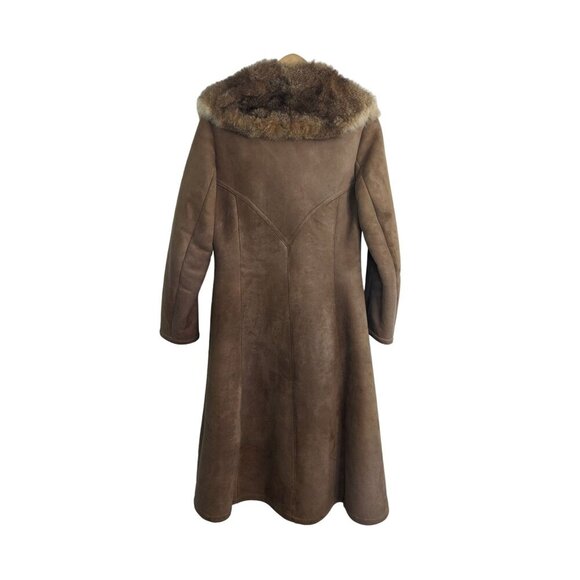 Vintage 70s Sawyer of Napa Brown Suede Leather Fur Women's Coat Small Medium - Picture 9 of 10